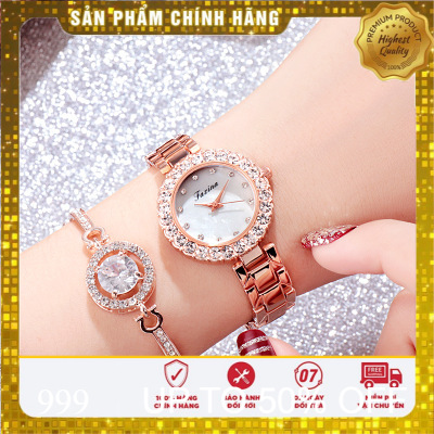 [ BIG SALE ] Đồng Hồ Nữ Faxina Chính Hãng, Tặng Kèm Vòng đeo Tay Mặt Viền Đá Cực Xinh, cực kool - Sang trọng - Sành điệu - Lazadmall