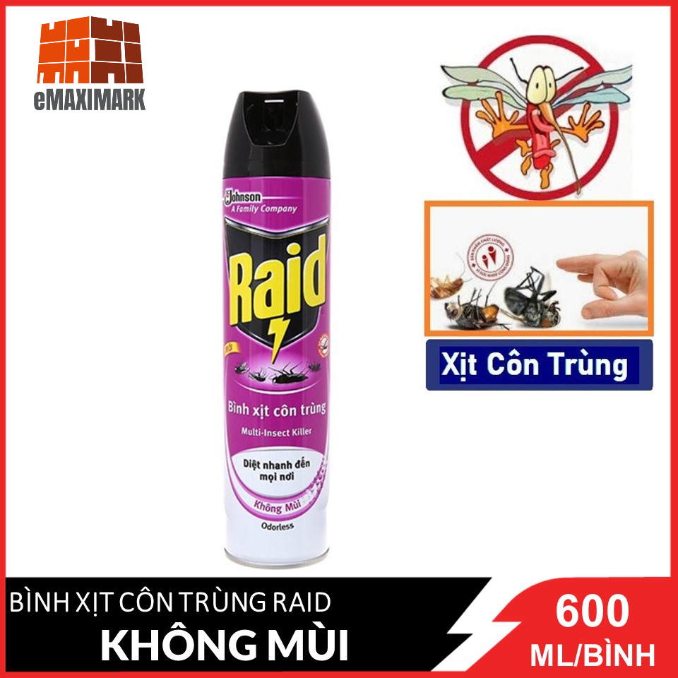 Bình xịt côn trùng Raid Không mùi 600ml