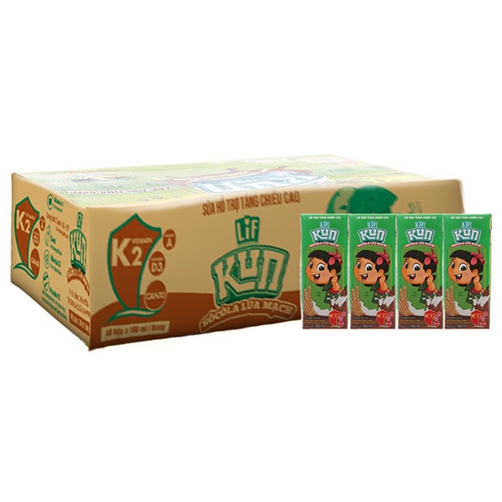 Thùng sữa Kun socola lúa mạch 180ml (48hộp x 180ml)