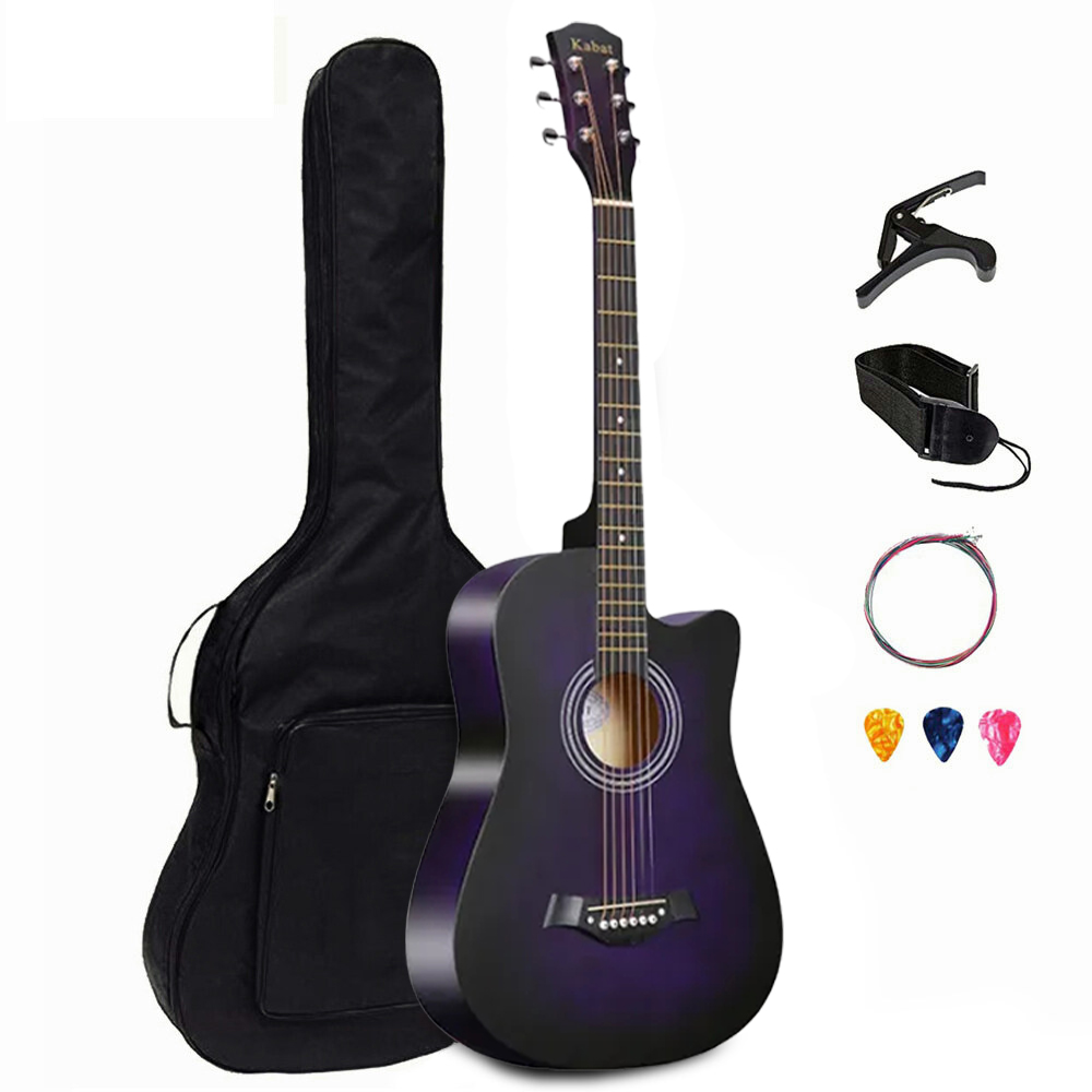 Guitar cho người mới bắt đầu, 38 inch, kèm túi đựng guitar trong suốt, guitar trong suốt 38 inch, bộ đầy đủ, guitar acoustic - 4