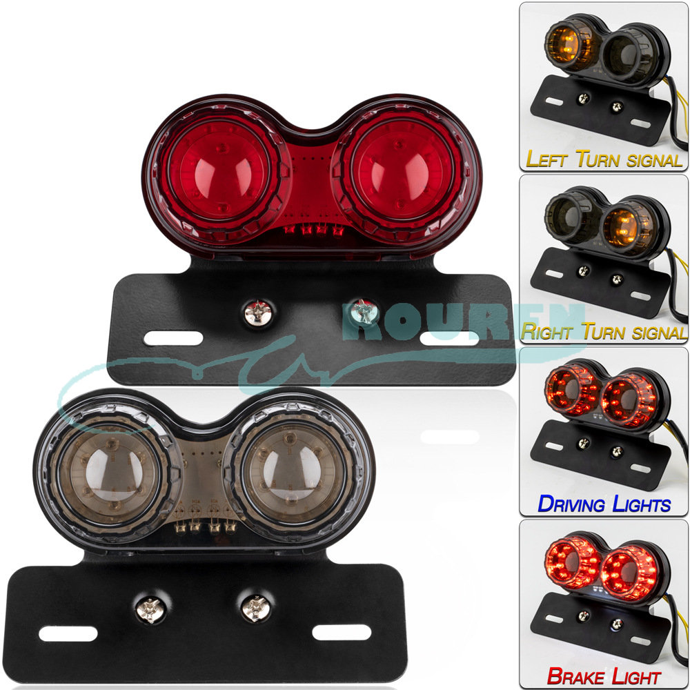 Phụ kiện xe máy phía sau 12V LED đuôi ánh sáng điện Dirt Pit xe đạp Moto đèn hậu phanh dừng giấy phép Tấm Đèn cho Harley