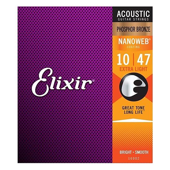 Bộ dây đàn guitar acoustic elixir 16002 acoustic - bộ 6 dây loại customer light khả năng chống ăn mòn độ bền cao16002