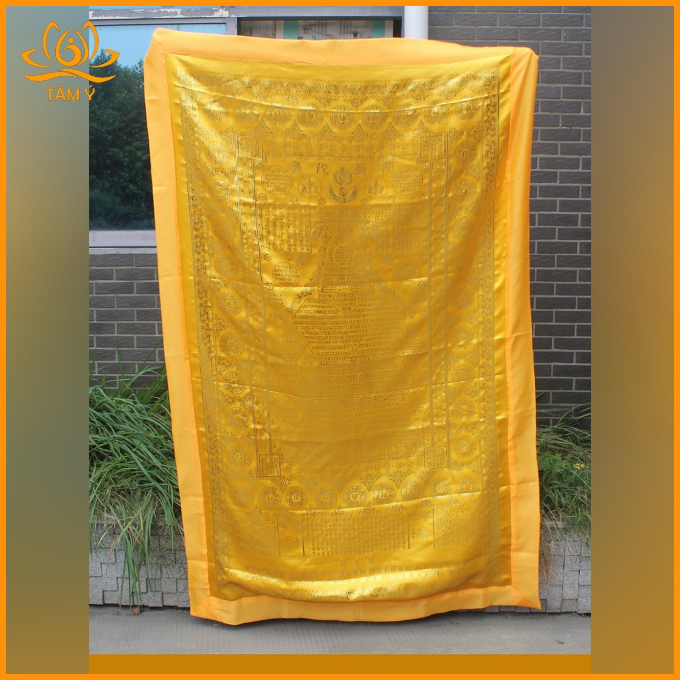 Mền Quang Minh [Ảnh thật + Clip][Bộ cao cấp] thêu nổi trên vải lụa dày mềm rất đẹp (mền giải thoát)