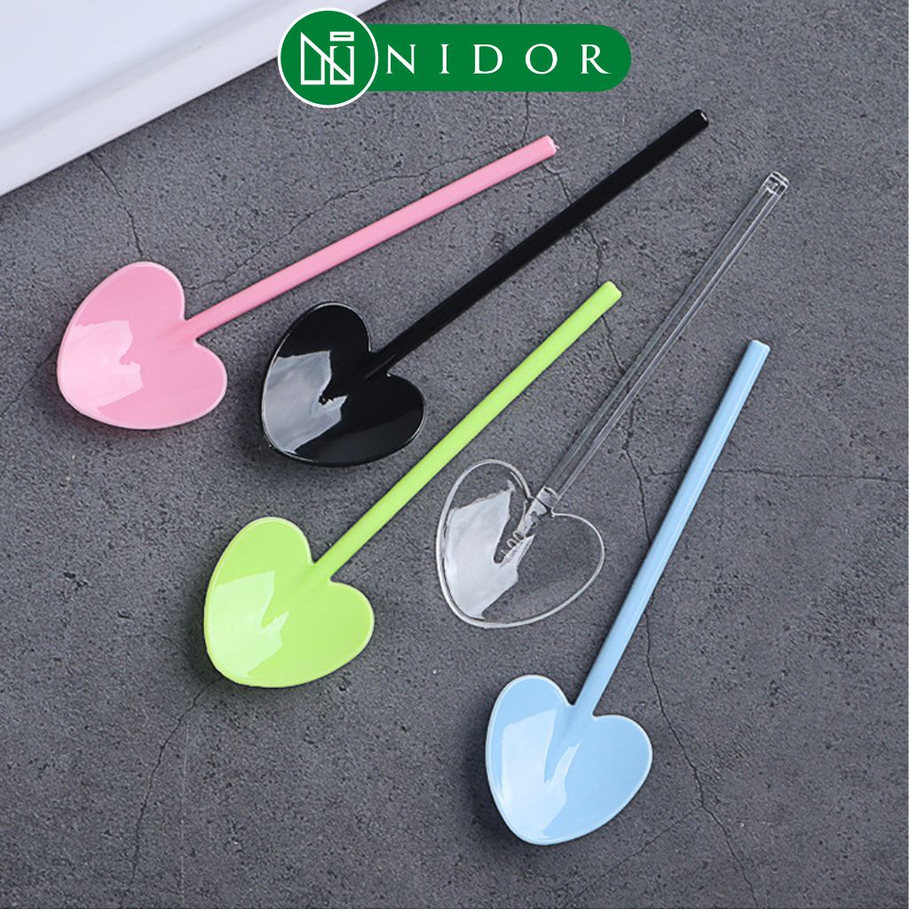 Combo 100 Muỗng nhựa múc kem hình trái tim - Que trộn mặt mạ - Muỗng mỹ phẩm