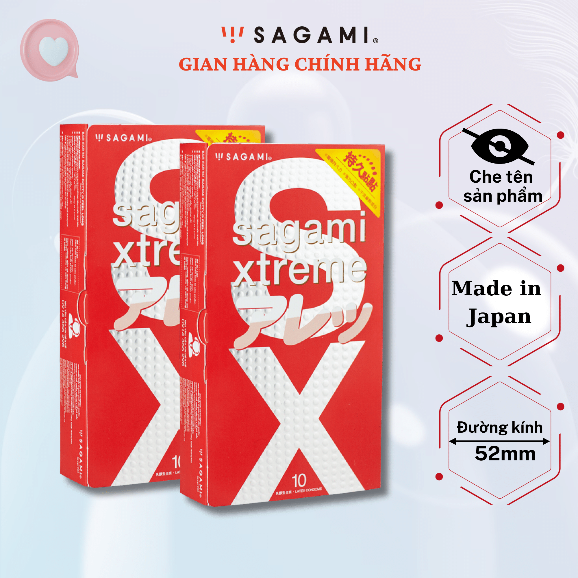  Combo 2 hộp Bao cao su Sagami Xtreme Feel Long  Hộp 10  - baocao su nam có gai nổi 
