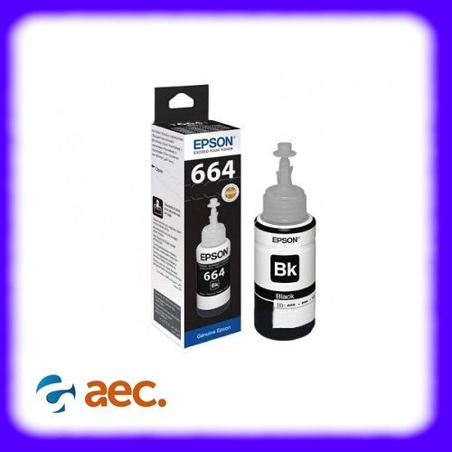 Mực in chính hãng Epson 664 (T6641) BK - Màu đen (hàng bóc máy) dùng cho máy in L110 / L120 / L220 / L300 / L310 / L360 / L365 / L385 / L405 / L455 / L565 / L655 / L1300