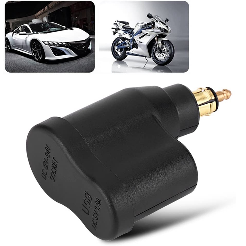 Hella DIN Plug 3.3A Motorcycle Power Adapter Dual USB Socket