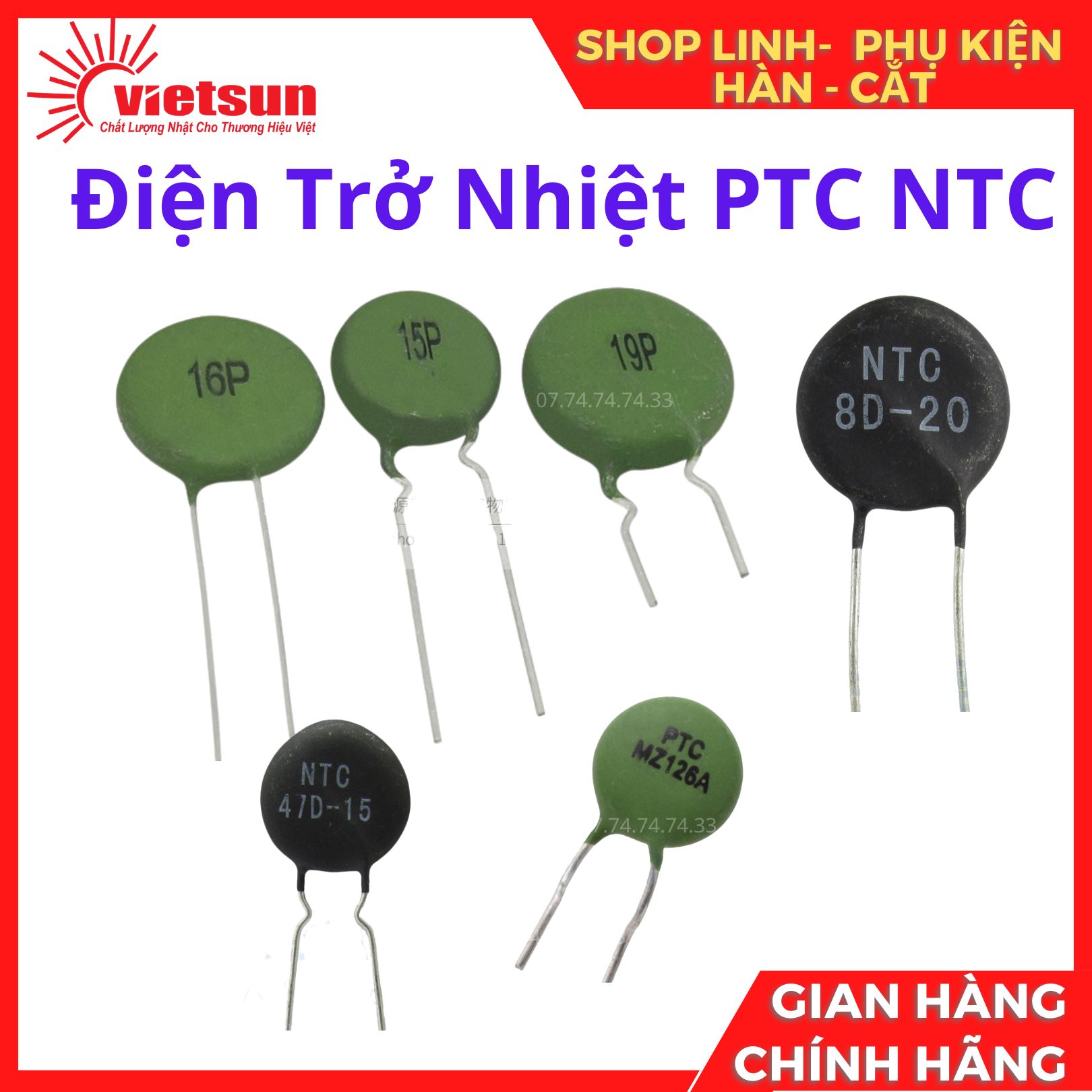 Điện trở nhiệt ptc ntc các loại 15p, 16p, 19p, mz126a, 47d-15, 8d-20.