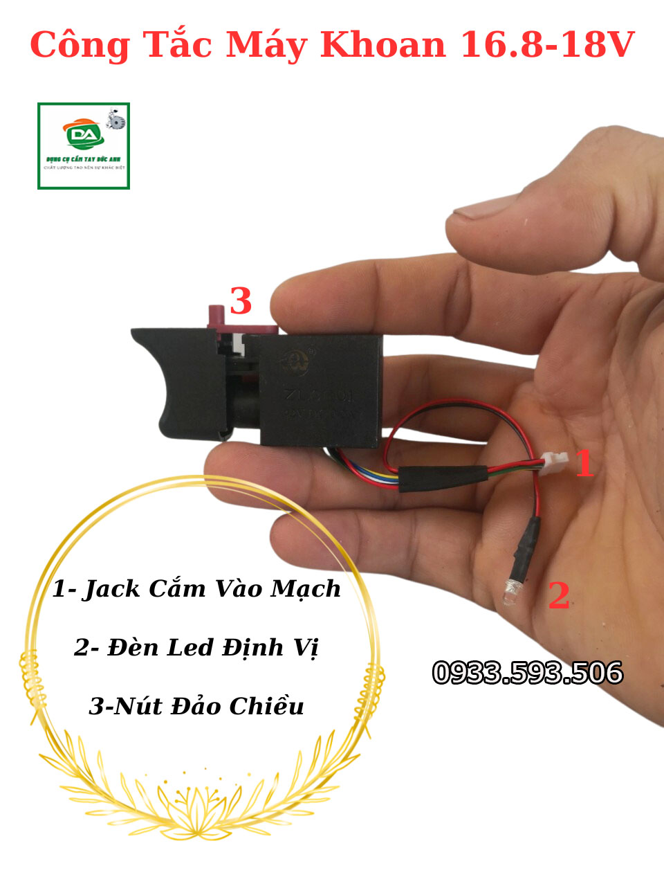 Mạch điều khiển và công tắc cho máy khoan pin 18v không chổi than