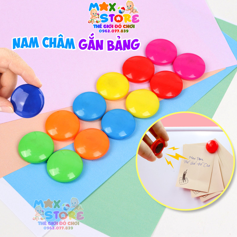 Vỉ 12 Viên Nam châm tròn, nam châm gắn bảng