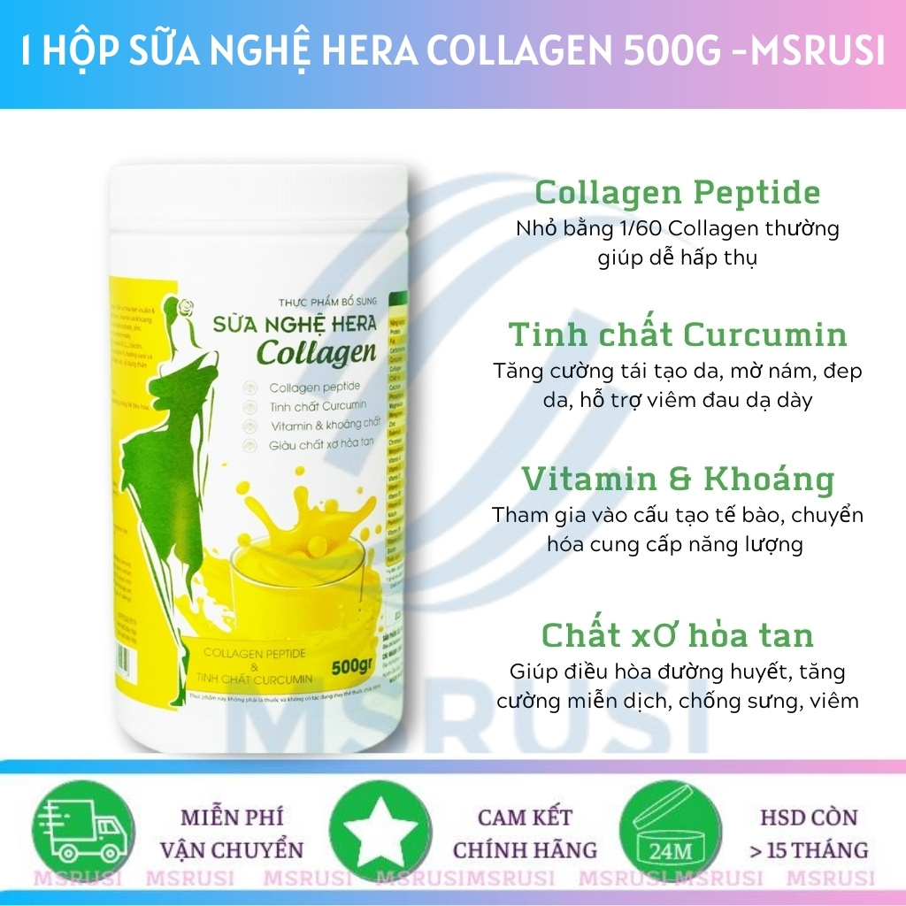 Sữa Nghệ Hera Collagen 500G HERA MILK - Tăng Đàn Hồi Chống Lão Hóa [Uống 25 - 30 ngày] - MSRUSI