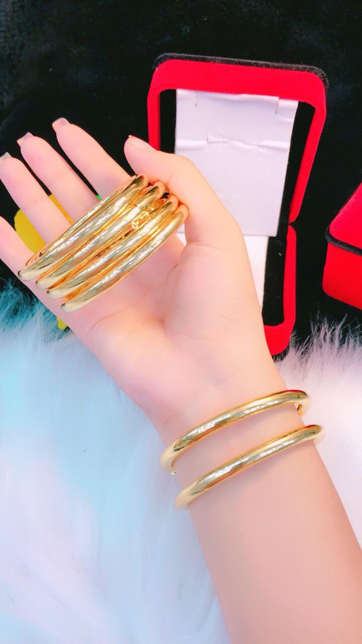 [RẺ KHỦNG HOẢNG] Vòng tay vàng 18k, vòng tay bọng mạ vàng trơn cao cấp thiết kế tinh tế đơn giản thời trang cưới Trang sức Gadoshop VV21091903 - đeo đi đám cưới vô cùng quý phái (mới)