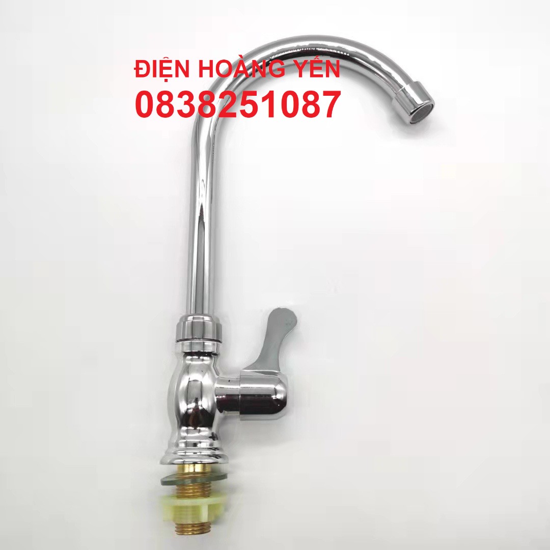 Vòi rửa chén bát nhựa mạ Inox sáng bóng 1 đường nước lạnh