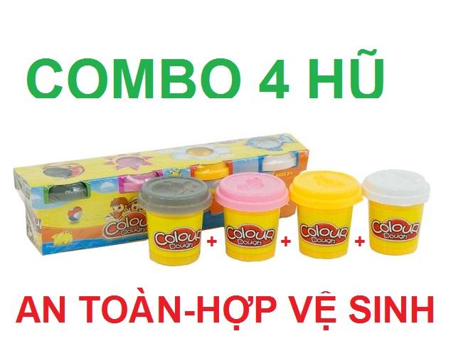 Bộ 4 hủ đất sét đất nặn vi sinh an toàn cho bé yêu