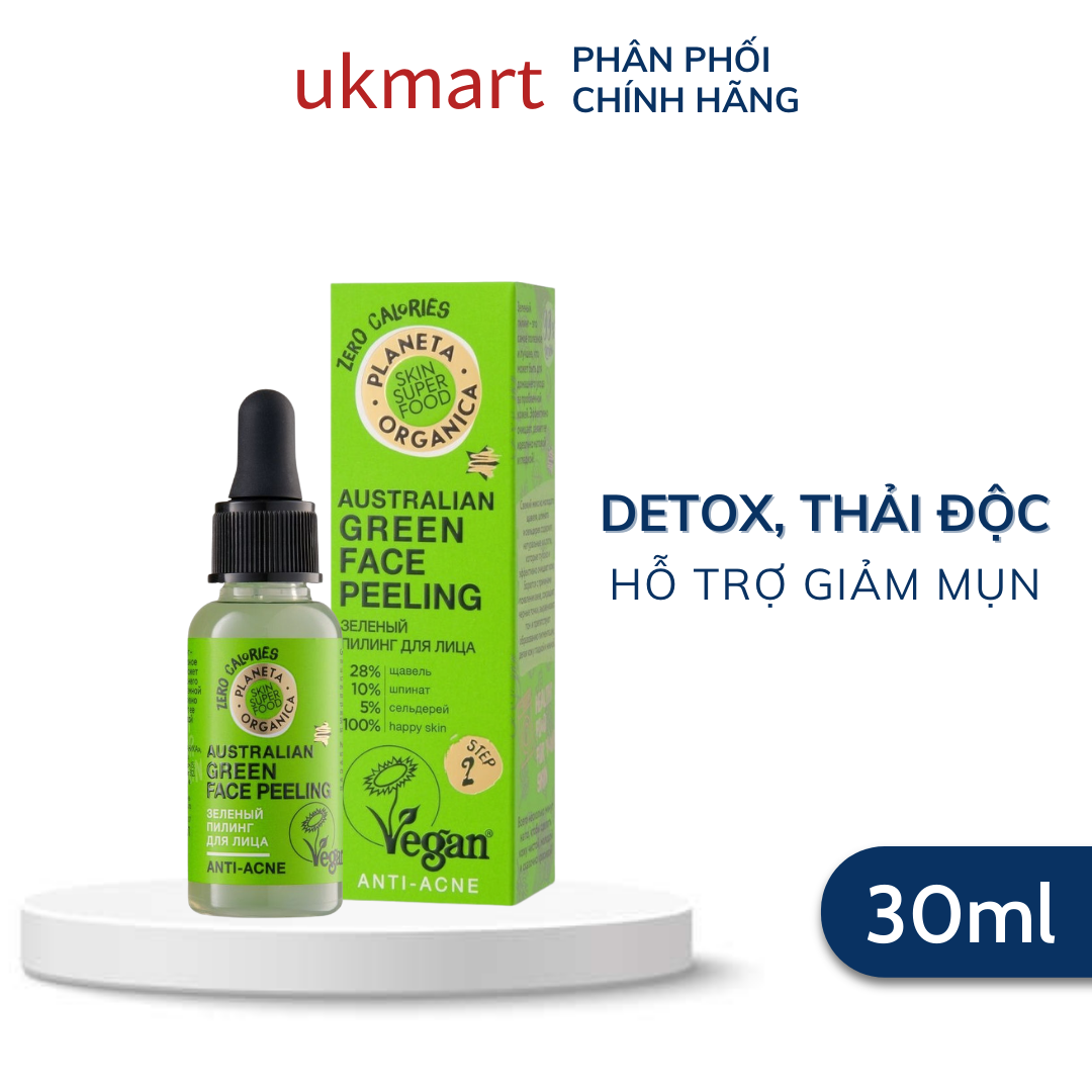 Tẩy Tế Bào Chết Hóa Học Peel Da Planeta Organic AUSTRALIAN GREEN PEEL ANTI ACNE Làm Sạch Sâu, Giảm Mụn Đầu Đen Cho Da Mịn Mướt Căng Bóng