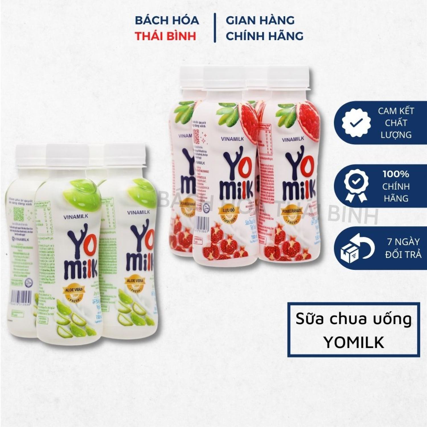 Lốc 4 chai x 150ml sữa chua uống vinamilk yomilk nha đam/vị lựu đỏ
