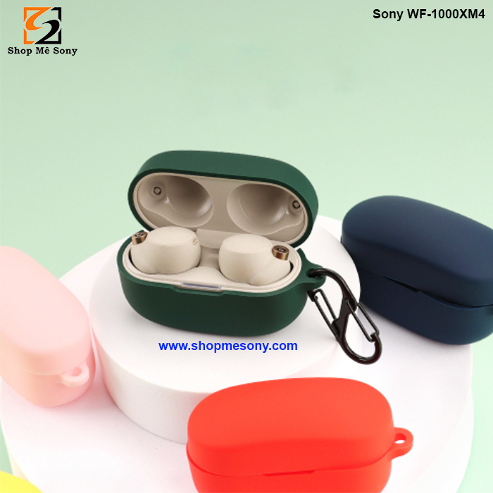 Sony WF-1000XM4 - Case ốp silicon kèm móc chữ S cao cấp