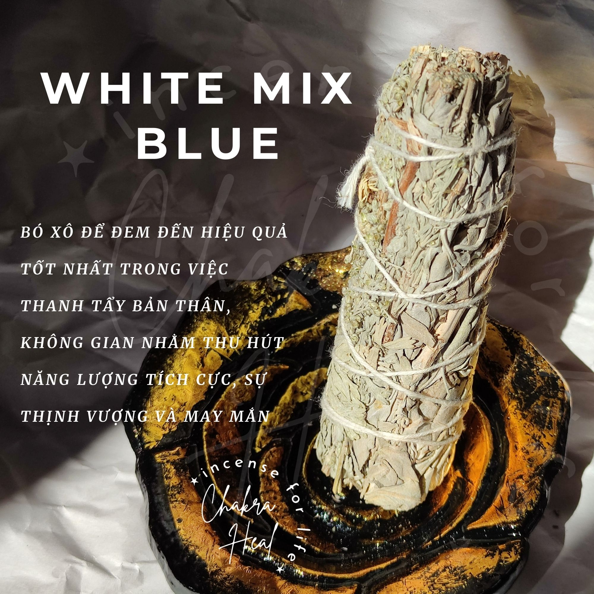 White Mix Blue Sage - Thảo Mộc Thanh Lọc Tinh Thần và Không Gian Sống l Chakra Heal Incense