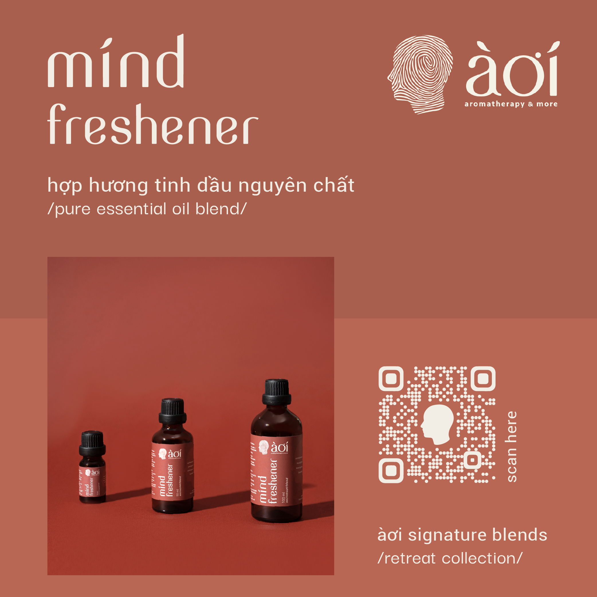 Hợp hương tinh dầu thiên nhiên mind freshener | pure essential oil blend by àơi | àơi signature blend - mind freshener in /retreat/ collection