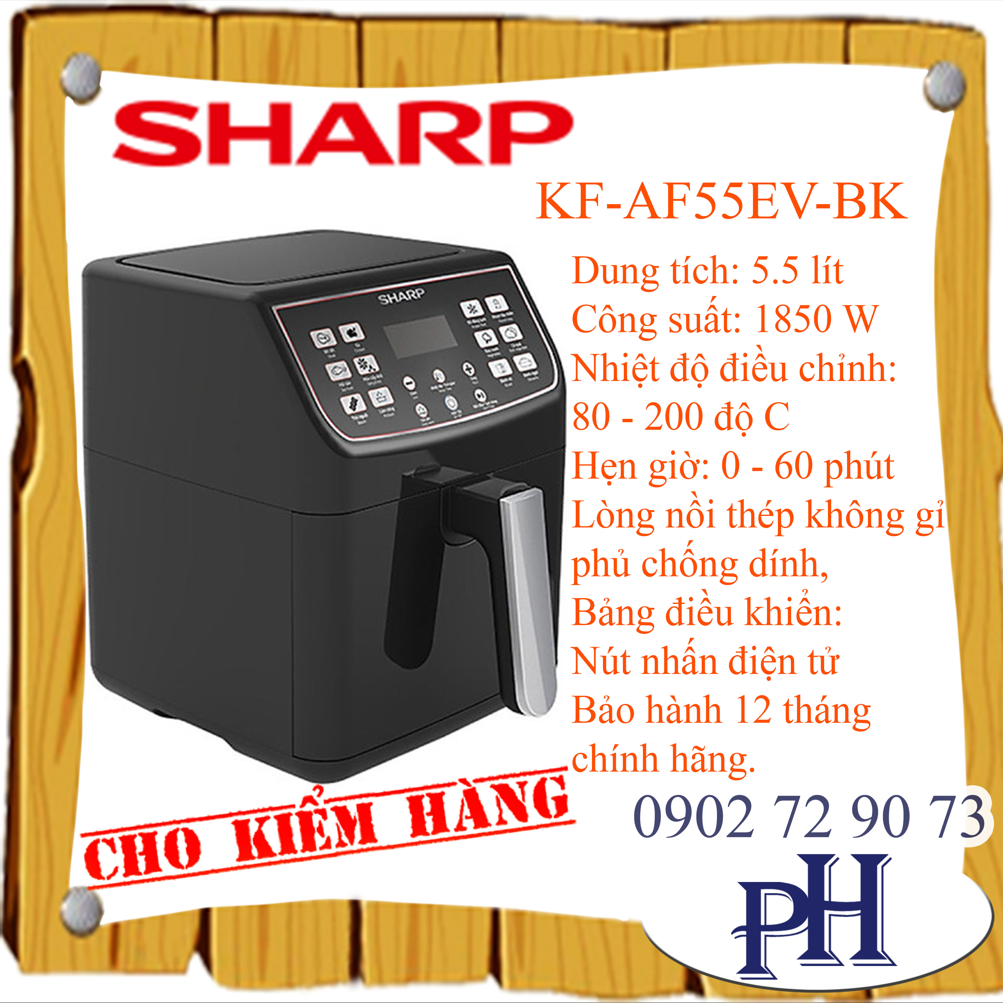 Nồi chiên không dầu sharp kf-af55ev-bk