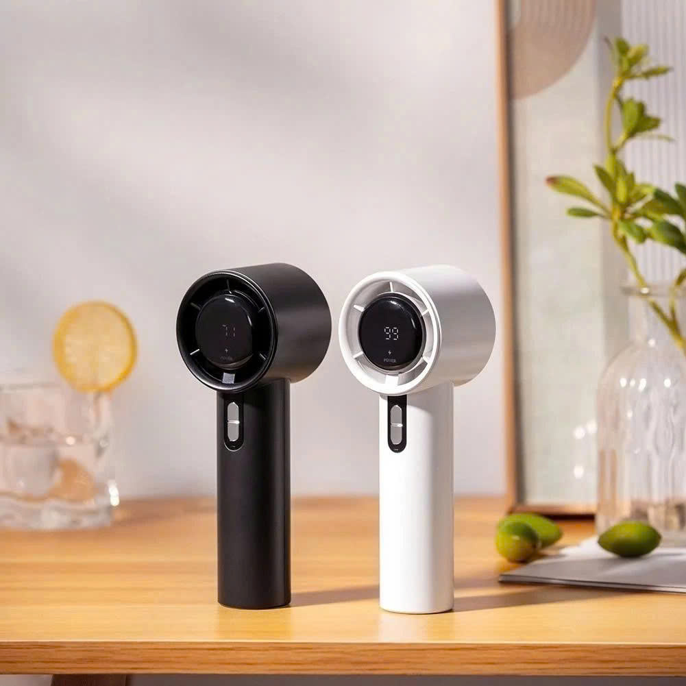 ( SALE Sốc ) Quạt Mini Cầm Tay M2 5000mah Di Động Màn Hình Hiển Thị Pin Có Thể Sạc Gió Mạnh 100 Tốc Độ Turbo Phản Lực Sạc Nhanh, Màn Hình Lcd Hiển Thị Tốc Độ Gió, Làm Mát Lên Đến 6h