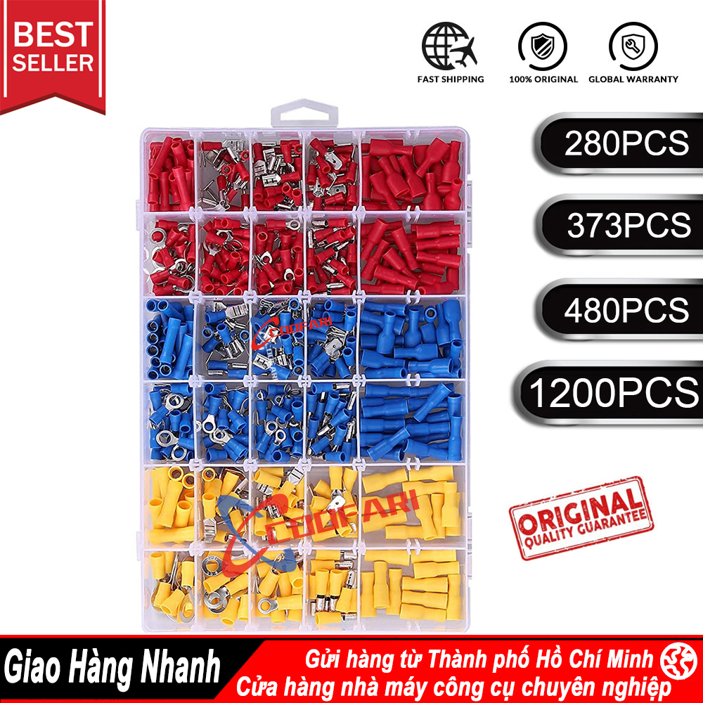 Set 1200 cos dây điện thiết bị đầu nối đầu cos dây điện Electrapick cách điện cho xe ô tô