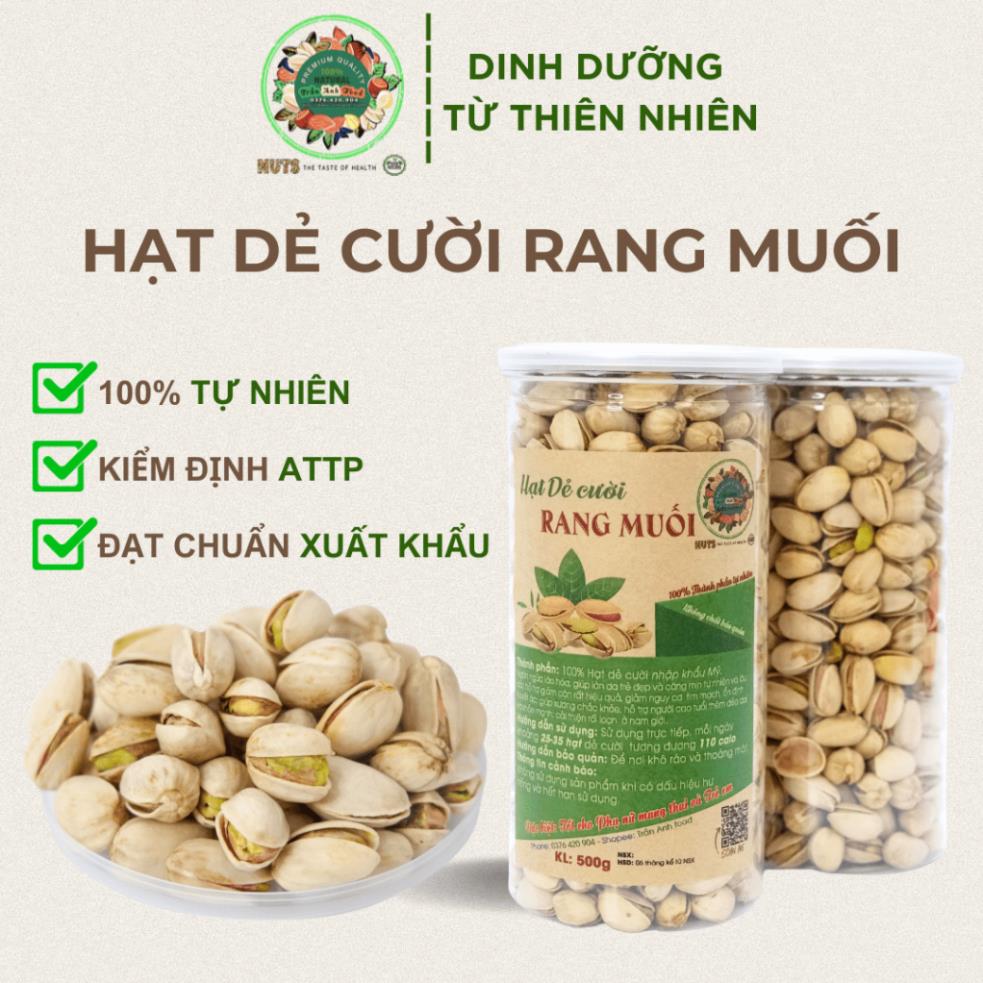 Hạt dẻ ta healthy food - hạt dẻ cười rang muối giàu dinh dưỡng tốt cho sức khỏe, hạt đều, thơm ngon giòn rụm hũ 500g