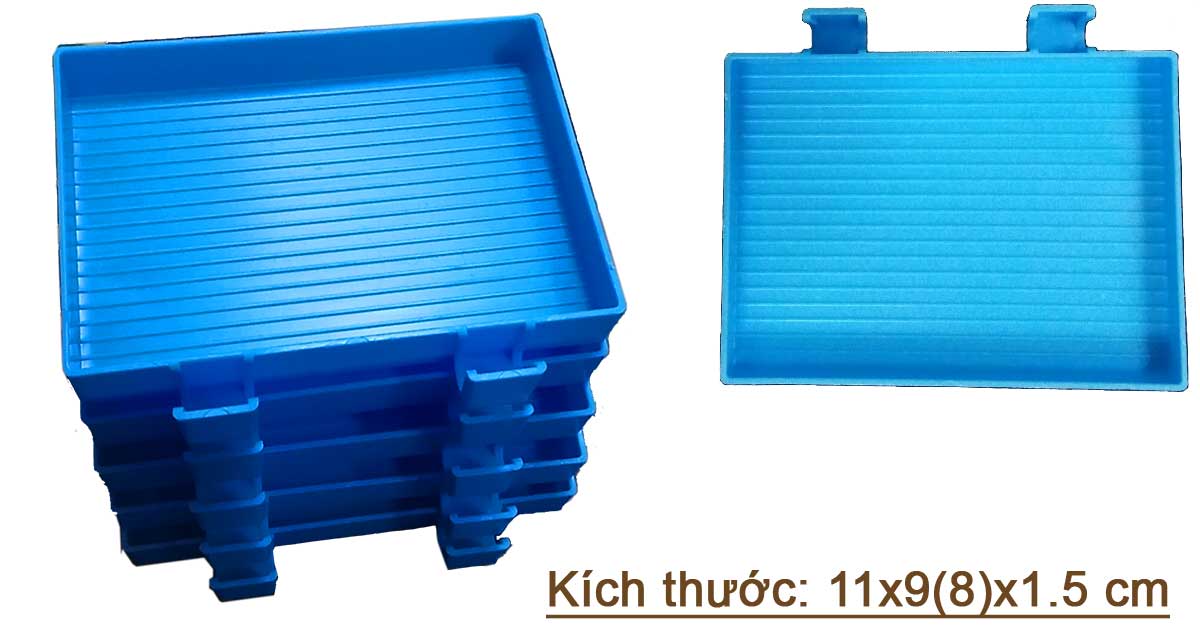 Khay đựng đá đính tranh loại trung bình, màu xanh