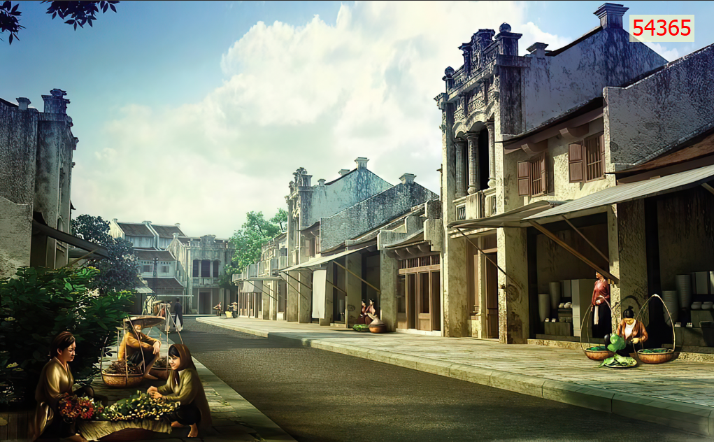 Tranh dán tường Cảnh Xưa , decal PP phủ bóng, tích hợp sẵn keo dán