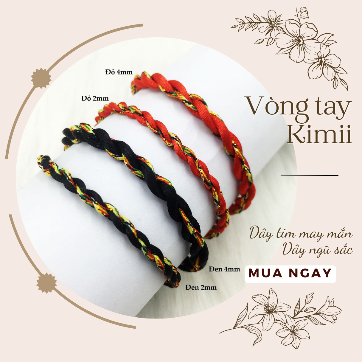 Vòng tay phong thủy, vòng tay dây may mắn Vòng tay KIMII, Vòng tay xinh, vòng tay handmade