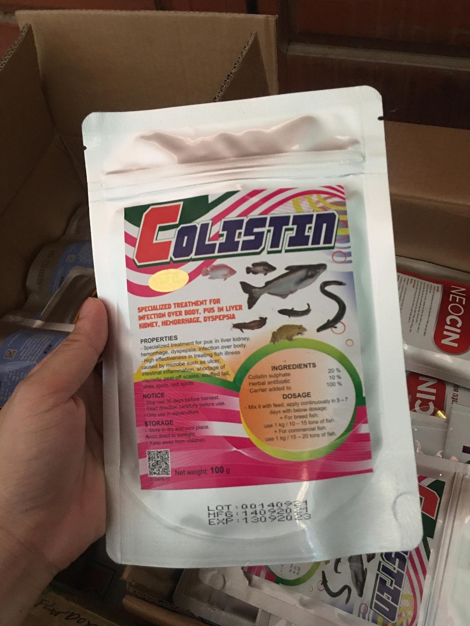 Colistin - Đặc trị lở loét cho lươn, cá, ếch,...