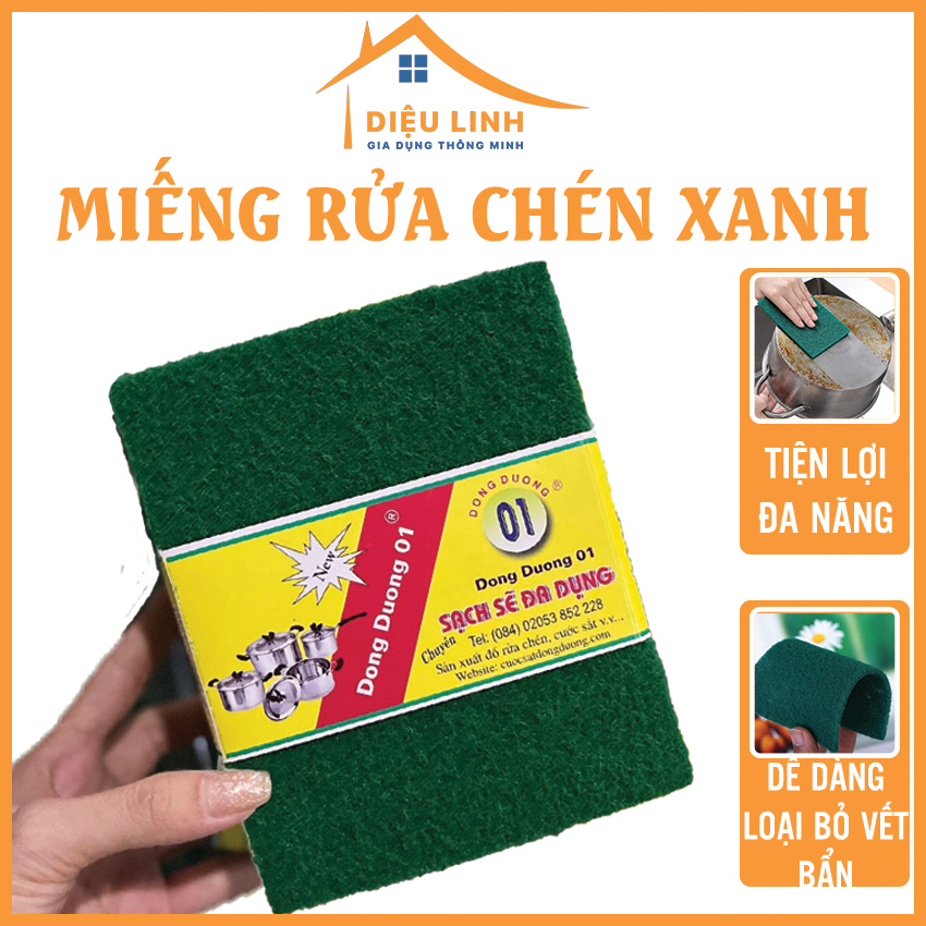 Miếng rửa chén xanh đông dương, miếng cước, miếng rửa chén, miếng cước chùi chén, miếng bọt biển rửa chén, miếng mút bọt biển rửa chén, miếng rửa chén nhà bếp Tramanhshop