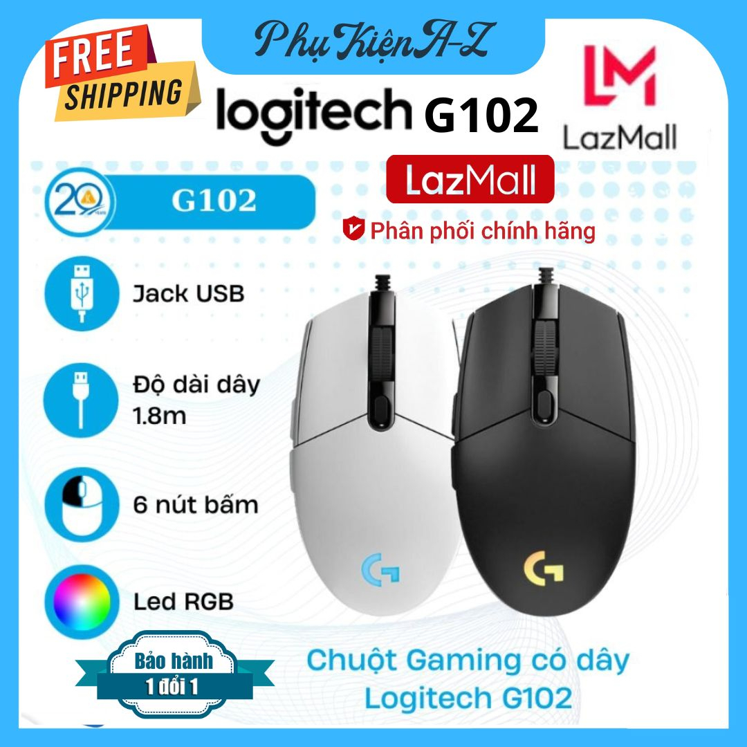 Chuột chơi game Logitech G102 lightsync chuột quang có dây USB 8000DPI 6 nút Có Đèn Led Đẹp Mắt LIGHTSYNC Gaming Mouse Gen 2
