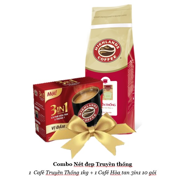 [HCM]Combo Highlands Coffee Truyền thống 1kg + Cà phê 3in1 (Loại 10 gói)