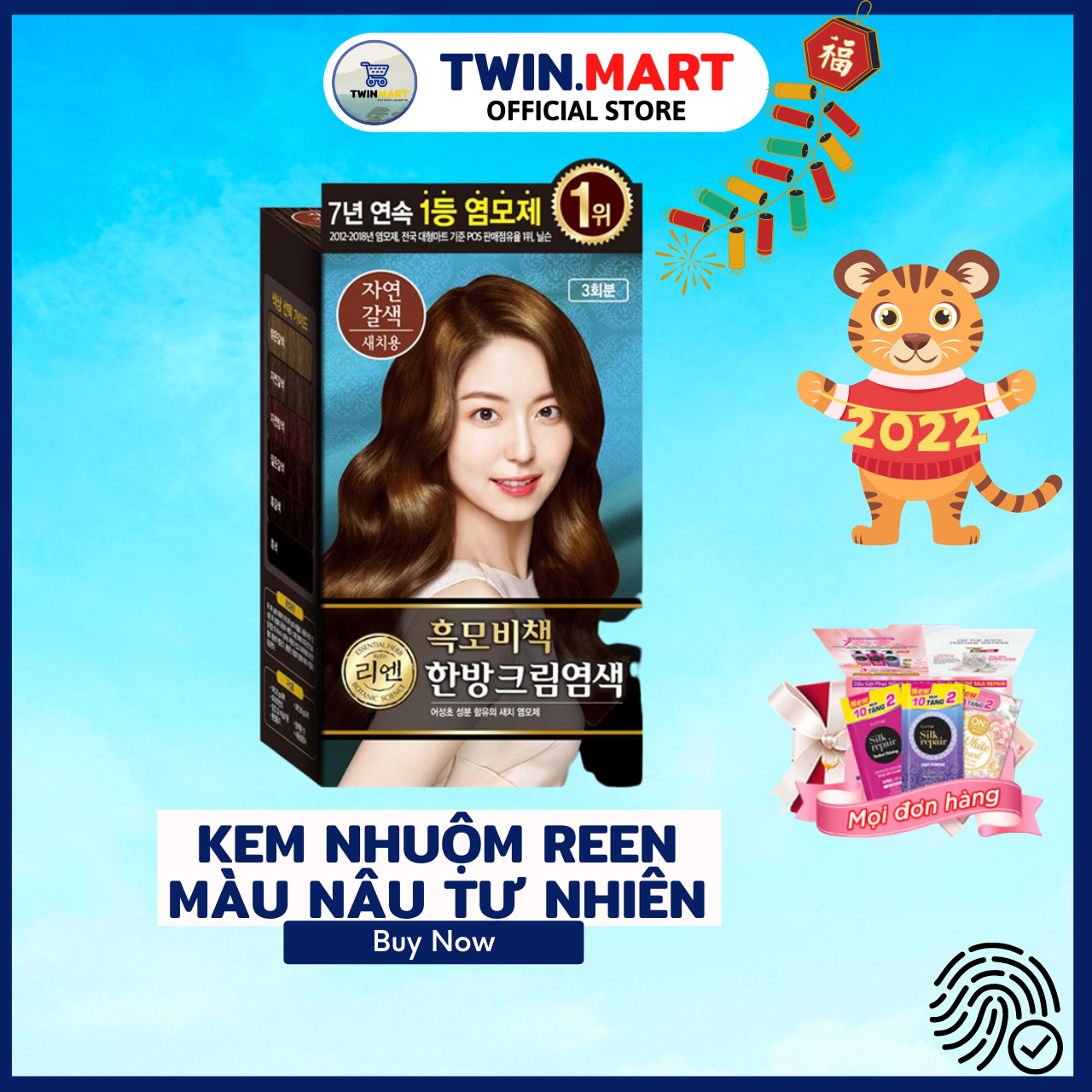 [Set 3 gói nhuộm] Màu Nâu Tự nhiên - Kem nhuộm phủ bạc thảo dược Hàn quốc REEN HEUKMOBICHAEK ORIENTAL CREAM - nhuộm tại nhà