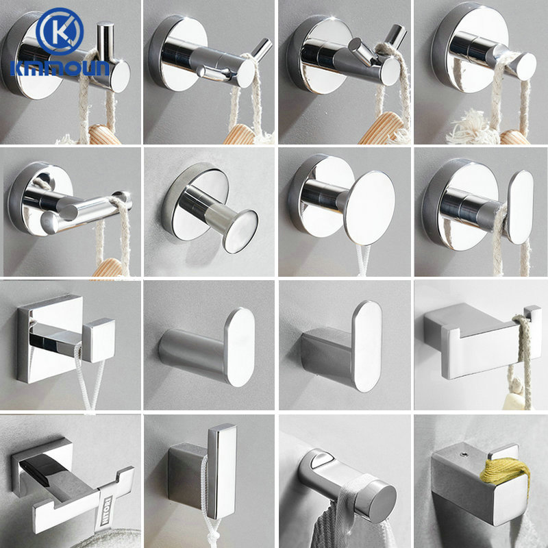 Chrome đánh bóng thép không gỉ quần áo móc treo tường khăn móc phòng tắm phần cứng Robe móc