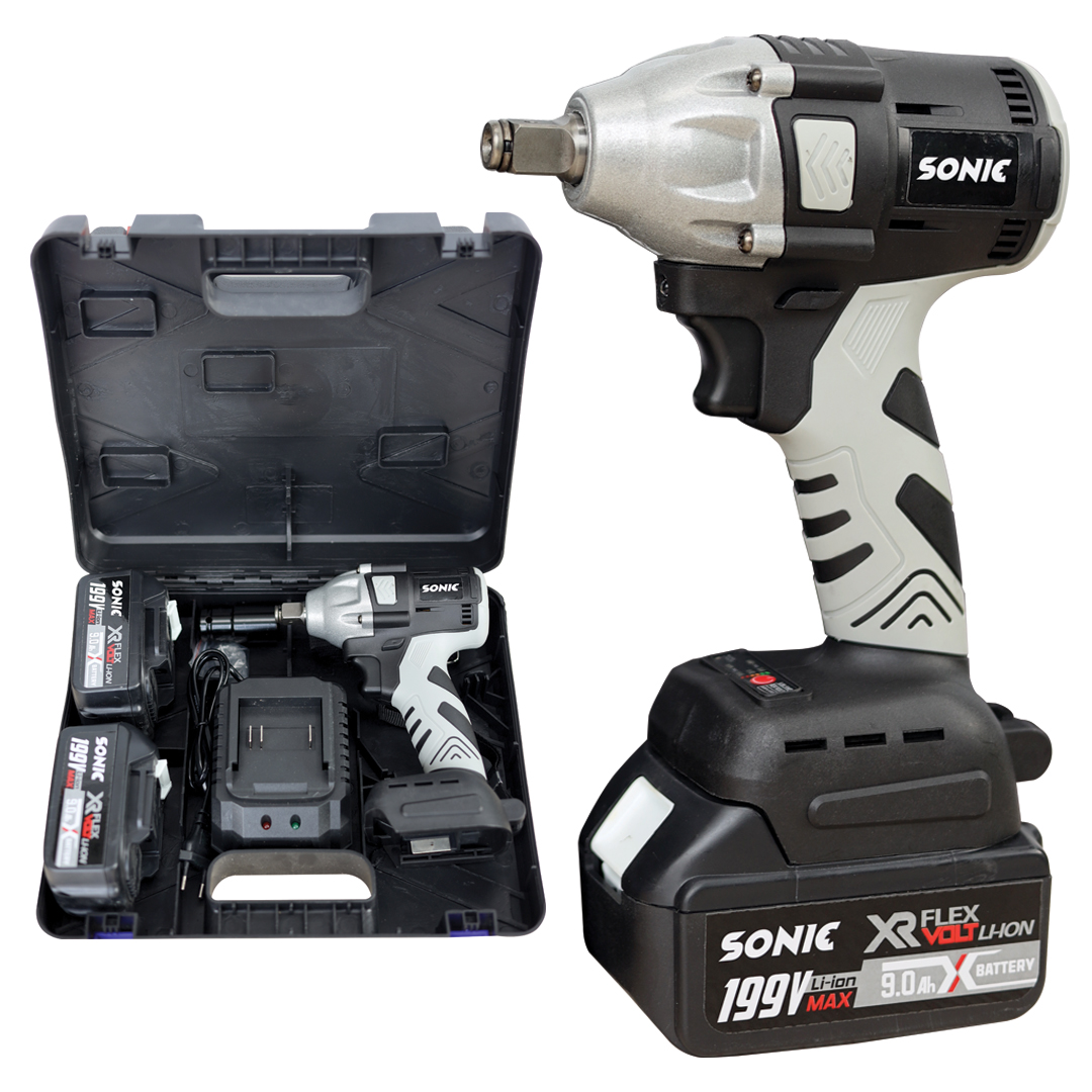 [Tặng Đầu Khẩu] - Máy siết bulong cầm tay Sonic KHÔNG CHỔI THAN - Máy siết ốc, máy vặn bu lông dùng pin 10 cell- lực siết khỏe 330 N.m - Máy bắn vít, máy khoan- Máy chuyên vặn ốc, mở bulong