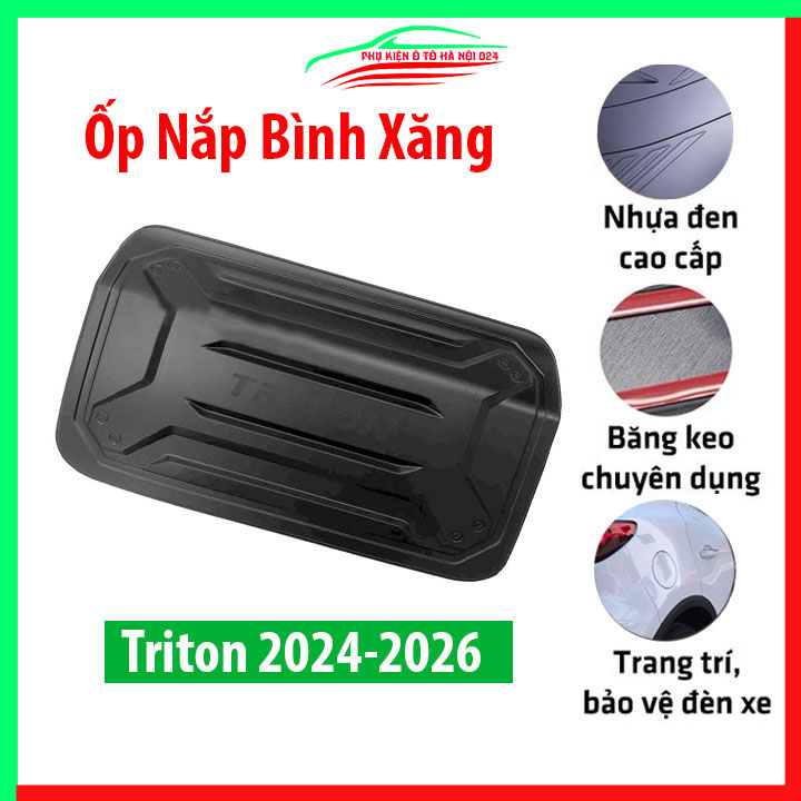 Ốp nắp xăng Triton 2024-2026 Đen bảo vệ chống trầy trang trí ô tô