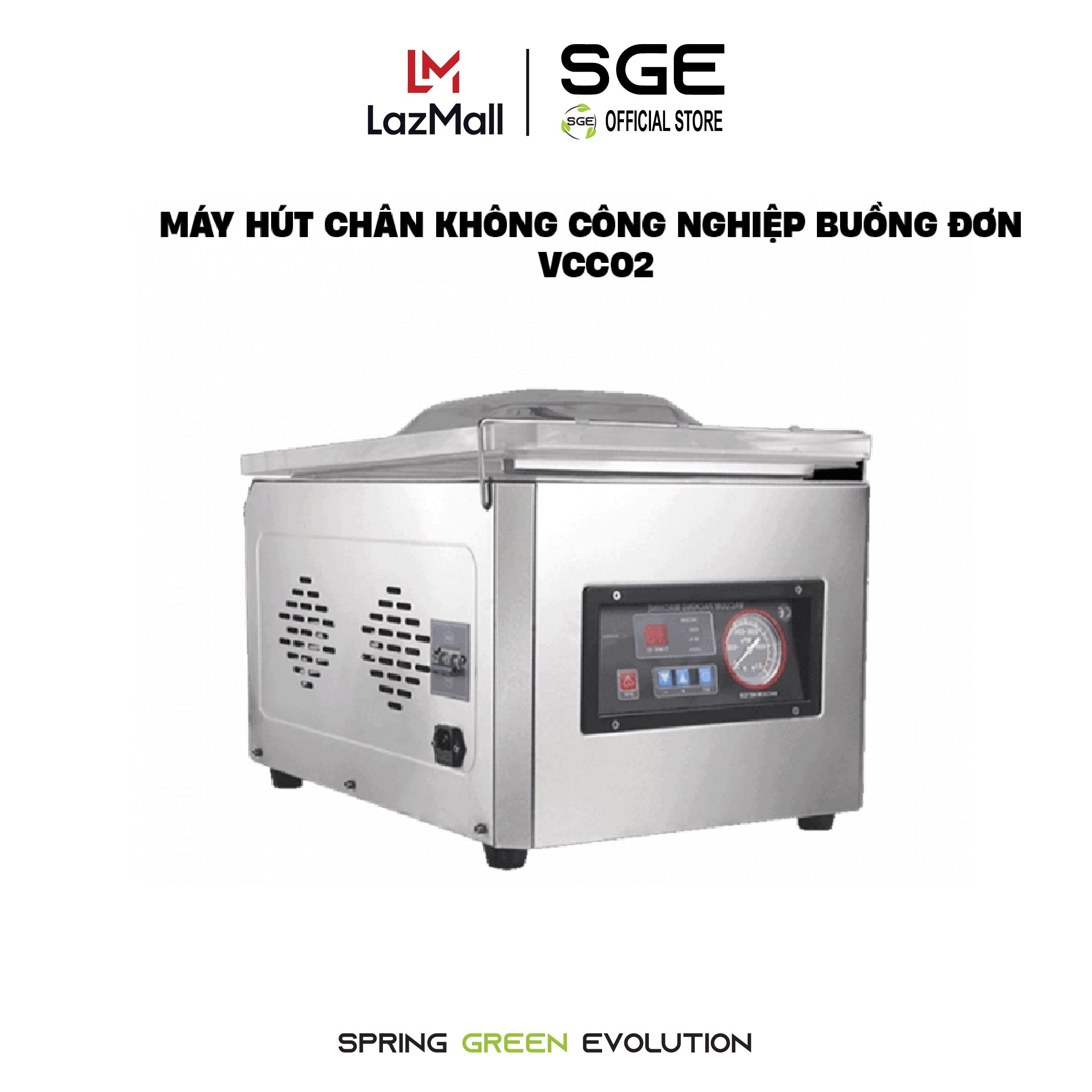 Máy Hút Chân Không Buồng Công Nghiệp SGE VCC02 Hàn Hút Mọi Thực Phẩm Mọi Loại Túi - Tặng Phụ Kiện, Túi Hút Chân Không