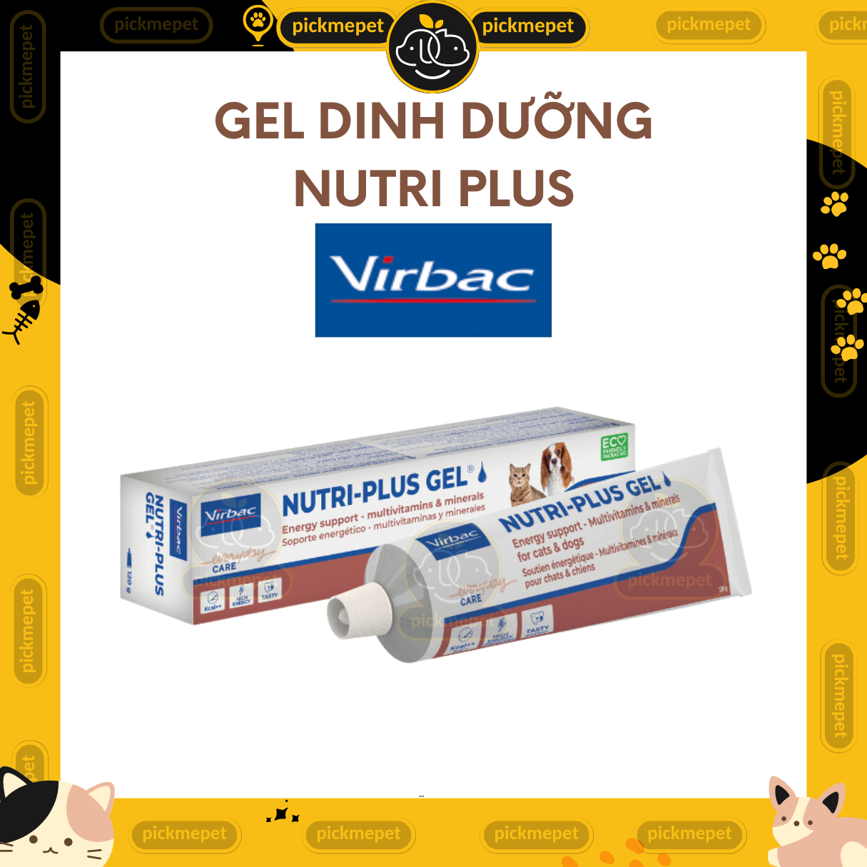 [ CHÍNH HÃNG ] Gel dinh dưỡng Nutri gel NutriPlus Virbac tuýp 120gr - Dùng cho chó mèo bầu, bệnh, biếng ăn, còi cọc. Nutrigel.