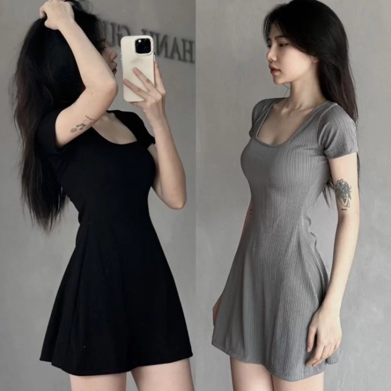 Đầm body dáng xòe tiểu thư dễ thương hót thời trang hiện nay ,, tt 114