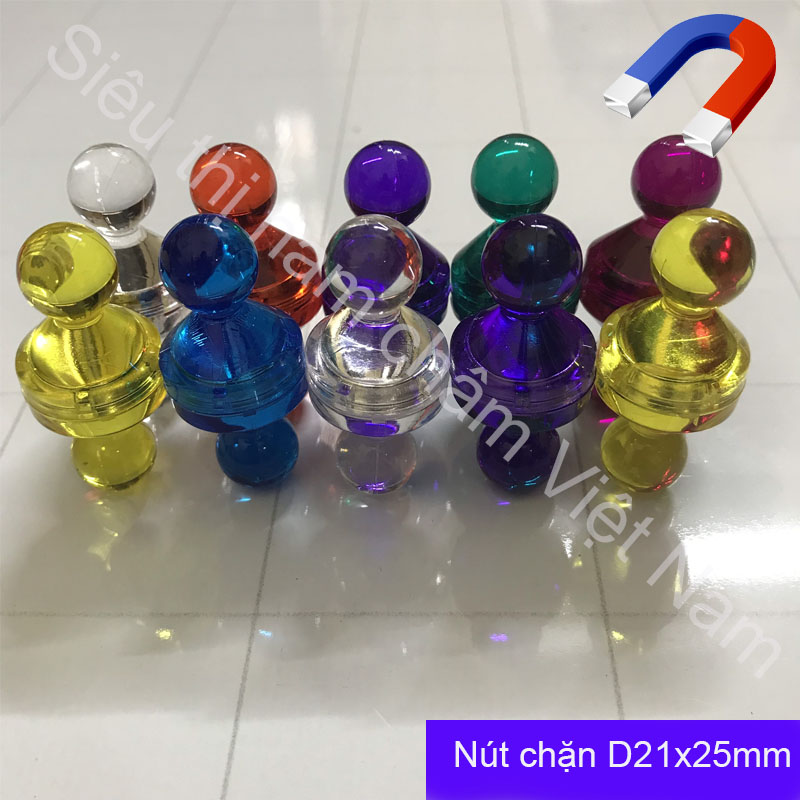 NAM CHÂM ĐÍNH BẢNG, CHẶN GIẤY HÌNH QUÂN CỜ  D21x25mm NHIỀU MẦU SẮC