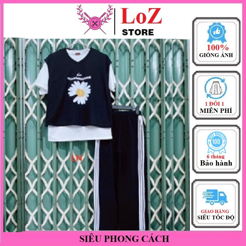 [ SIÊU PHONG CÁCH ]  Sét 3 món hoa cúc áo thun+ áo rách + quần ống rộng SS11. LOZITAR . { HÀNG ĐẸP } Mặc Đi Học, Đi Chơi Chất Liệu Thun Cotton In Họa Tiết Dễ Thương Và Quần Ống Rộng Kẻ Phong Cách.