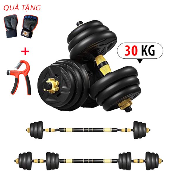 Bộ Tạ Tay Đa Năng Điều Chỉnh 30kg Thế Hệ Mới 3 Trong 1 + Tặng Kèm Kìm tập lực tay và Găng Tay