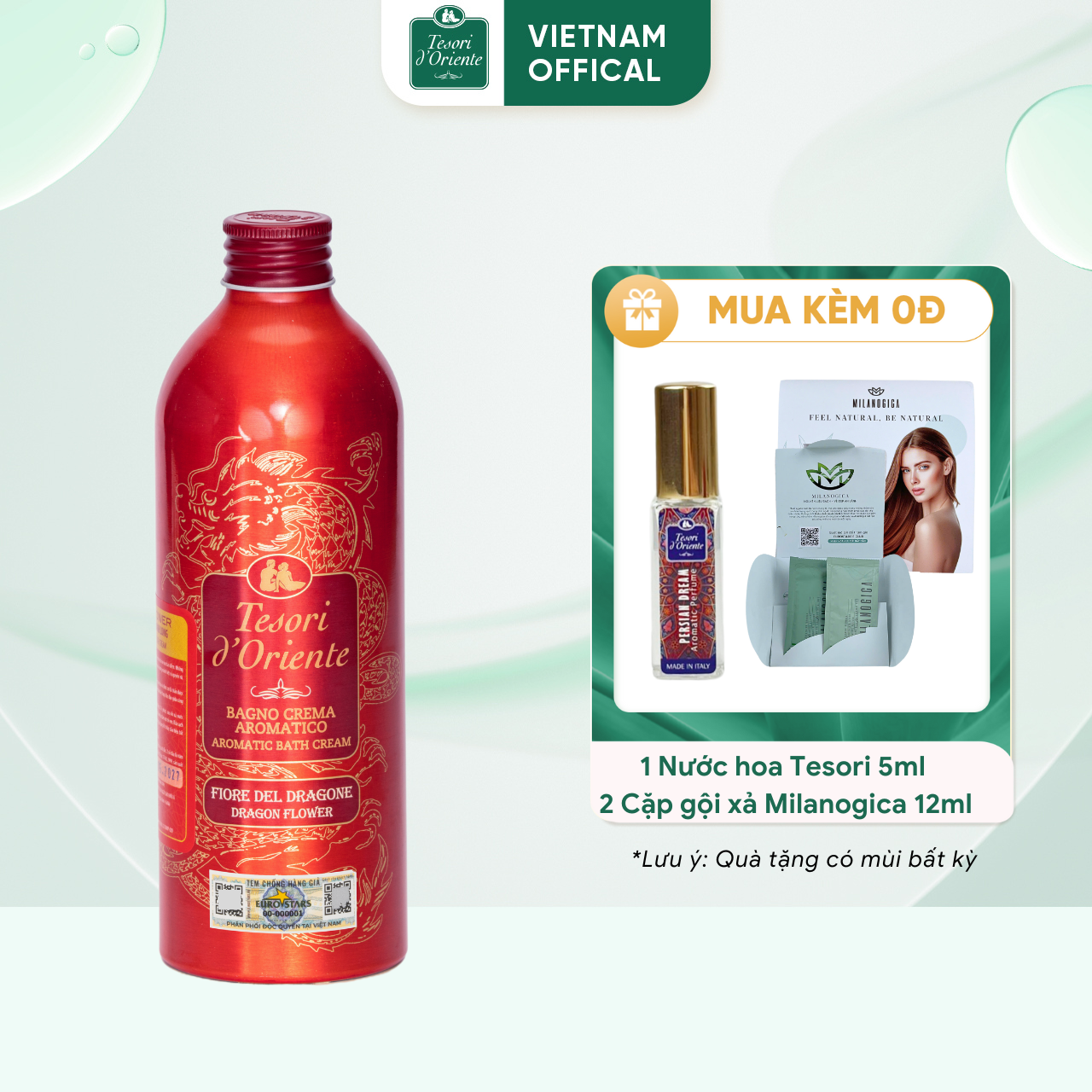 Sữa tắm nước hoa Ý Tesori d'Oriente Hoa Thanh Long (Rồng đỏ) 500ml chính hãng