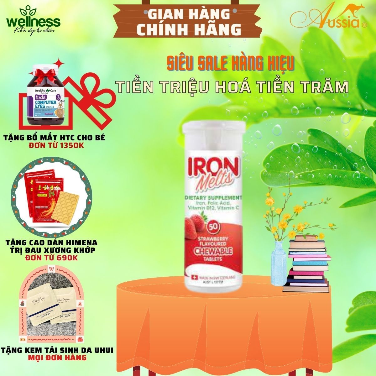 Iron Melts Viên sắt ngậm vị dâu, Úc (50v)