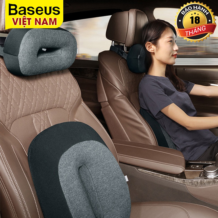 [BẢO HÀNH 18 THÁNG] Bộ Gối Tựa Đầu - Cổ - Eo Baseus Kèm Dây Thắt Trên Xe Hơi Giúp Cố Định Tư Thế Ngồi - HÀNG CHÍNH HÃNG
