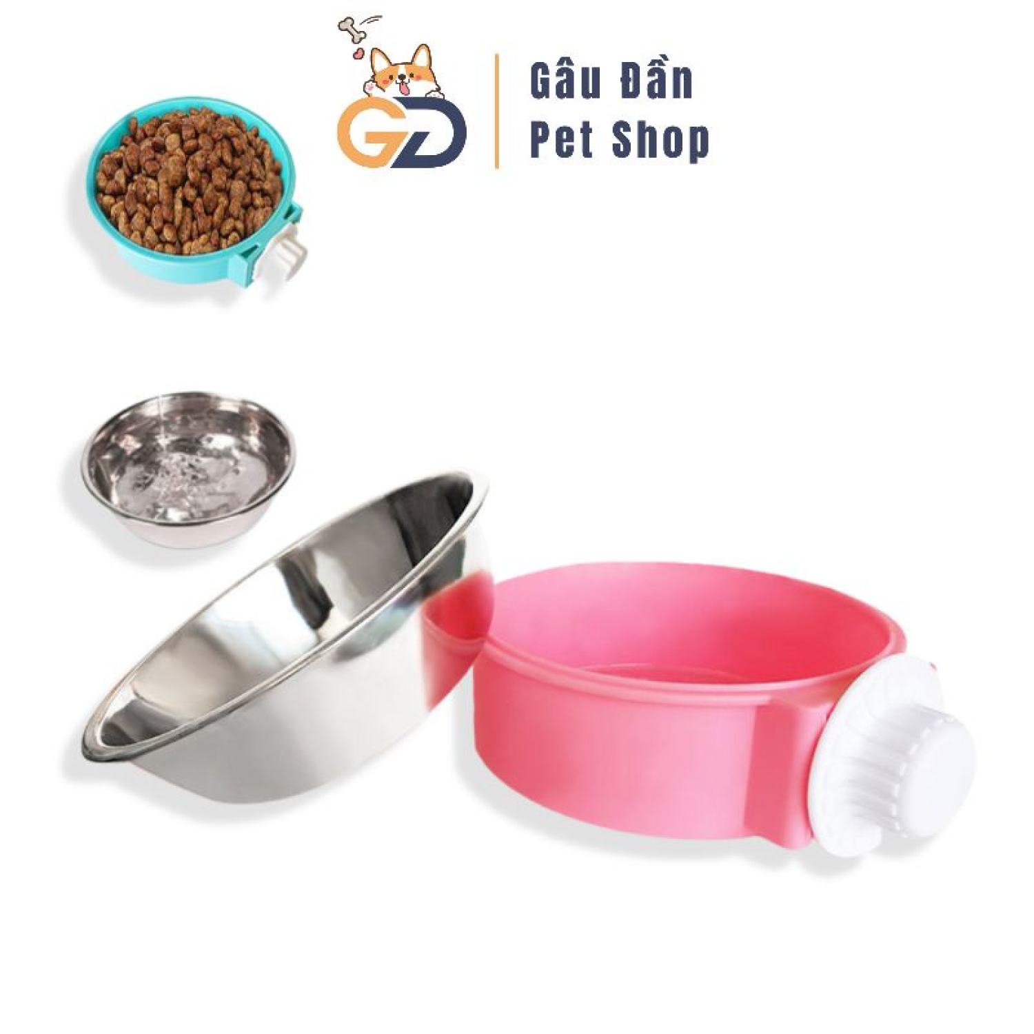 Bát gắn chuồng cho chó mèo - bát ăn gắn chuồng cho chó mèo