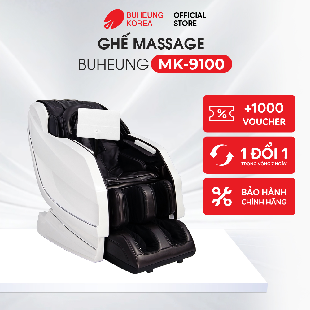 Ghế Massage thương gia Buheung MK-9100 4D King Royal, da cao cấp, hệ thống túi khí, 24 bài massage tự động, bảo hành chính hãng