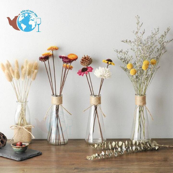 [HCM]Bình Bông Lọ Hoa Thủy Tinh 1 Cành Tam Giác Tròn + TẶNG KÈM DÂY SƠ DỪA TRANG TRÍ - Thích hợp cắm hoa trồng cây thủy canh trang trí nội thất